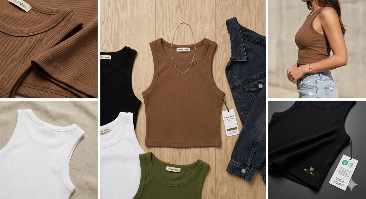 Classic Ribbed Crop Tank Top view 4