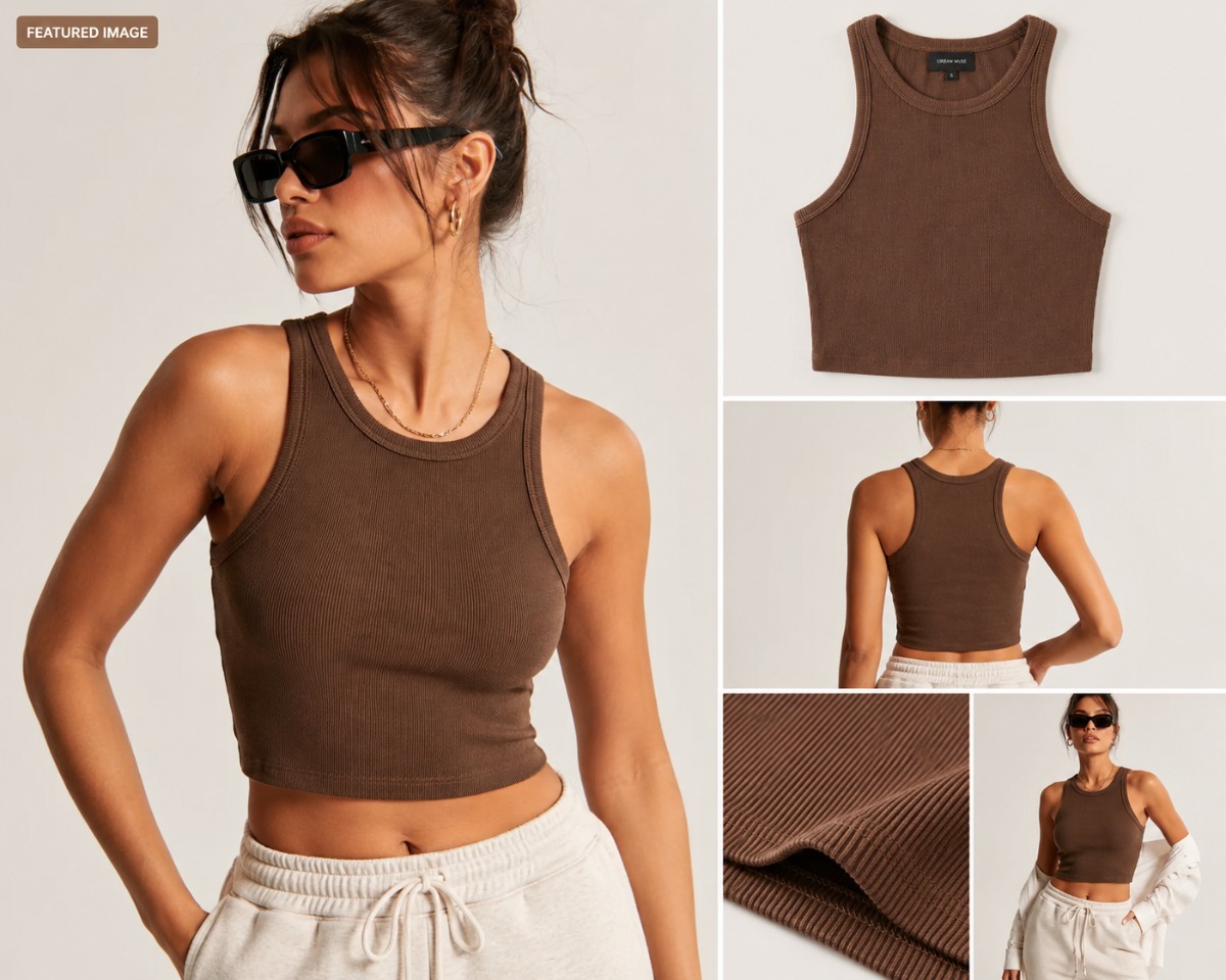 Classic Ribbed Crop Tank Top view 2